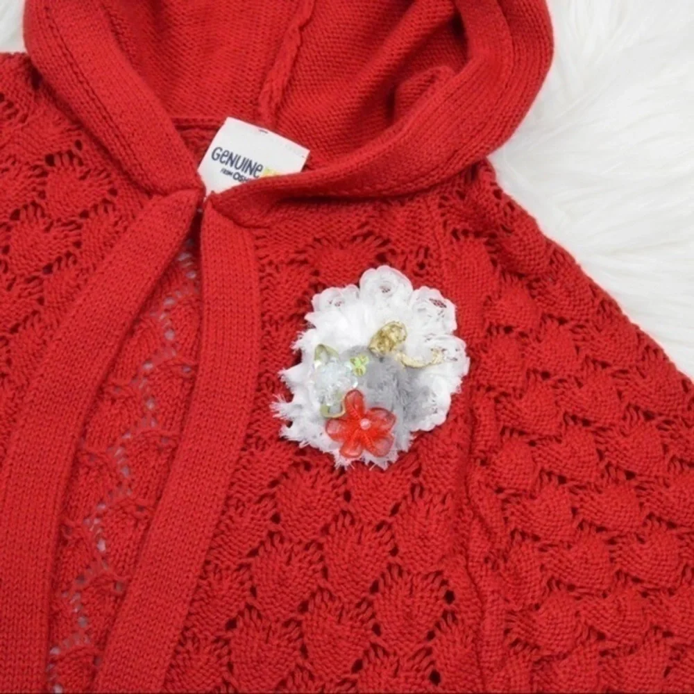 Oshkosh B’Gosh Knit Hooded Holiday Red Sweater, Size 2T‎ NEW!
